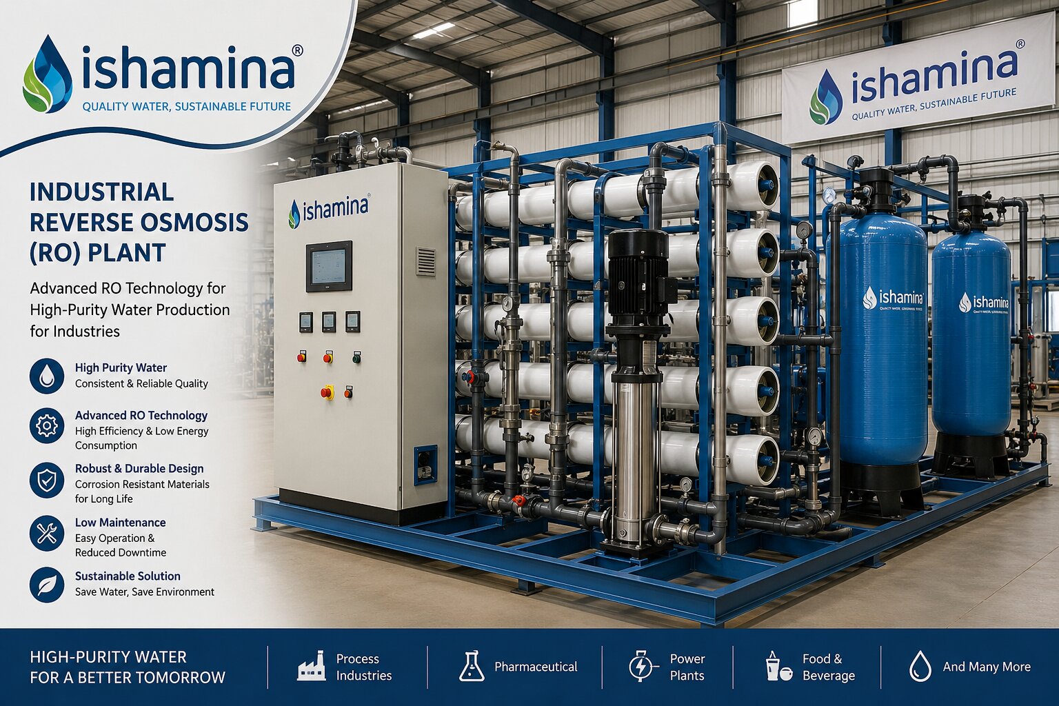 Industrial Reverse Osmosis (RO) PlantIndustrial Reverse Osmosis (RO) Plantf for producing high-purity water for industries